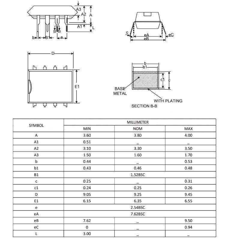 L9110 Footprint Information and Dimensions 2