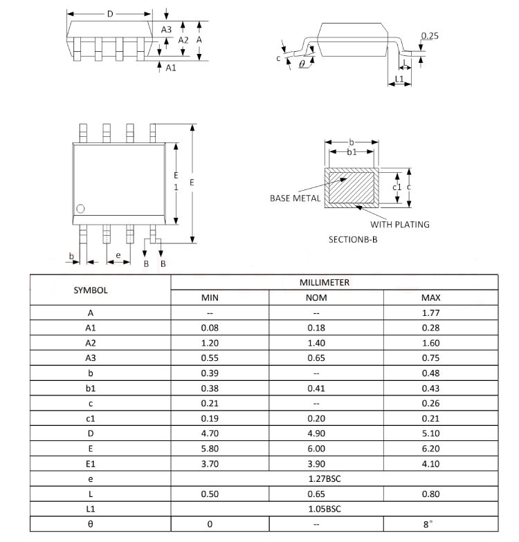 L9110 Footprint Information and Dimensions
